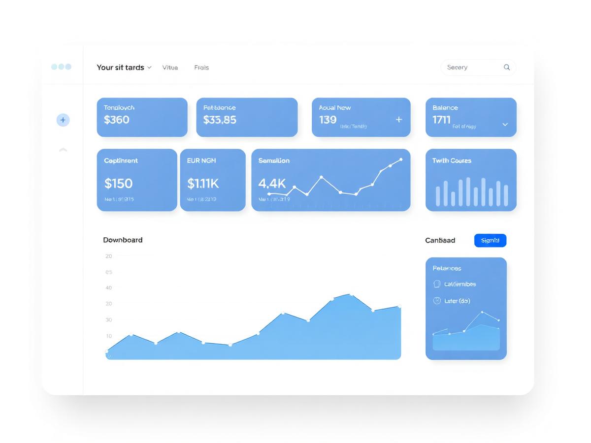 Multi-currency pay-in dashboard mockup showing inbound balances and activity charts